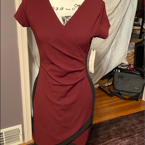 Almost Famous Dresses & Skirts - Burgundy Rouched Dress